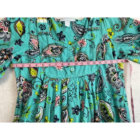 Only Necessities Dress Womens Medium Blue Paisley Short Sleeve Kaftan Maxi - Picture 7 of 9